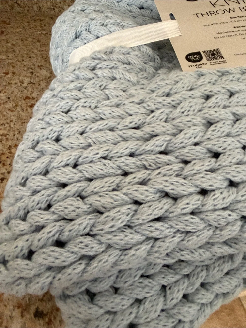 Linen and hutch Chunky Knit Throw Blanket - Light Blue
